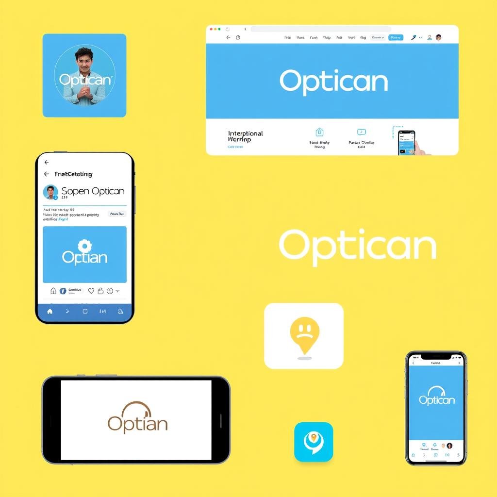 Applications du logo opticien sur différents supports digitaux