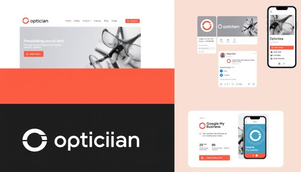 Logo opticien design appliqué sur différents supports digitaux