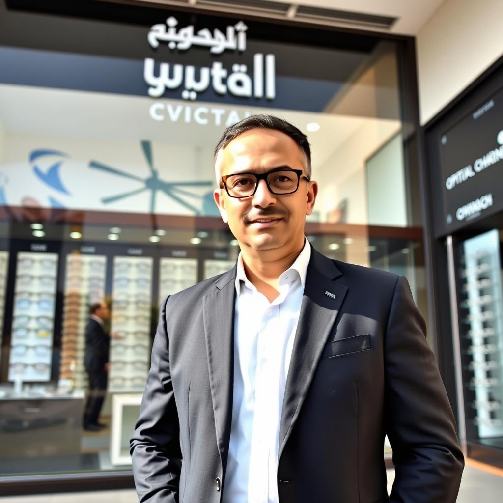 Portrait d'un propriétaire de chaîne d'optiques à Marrakech