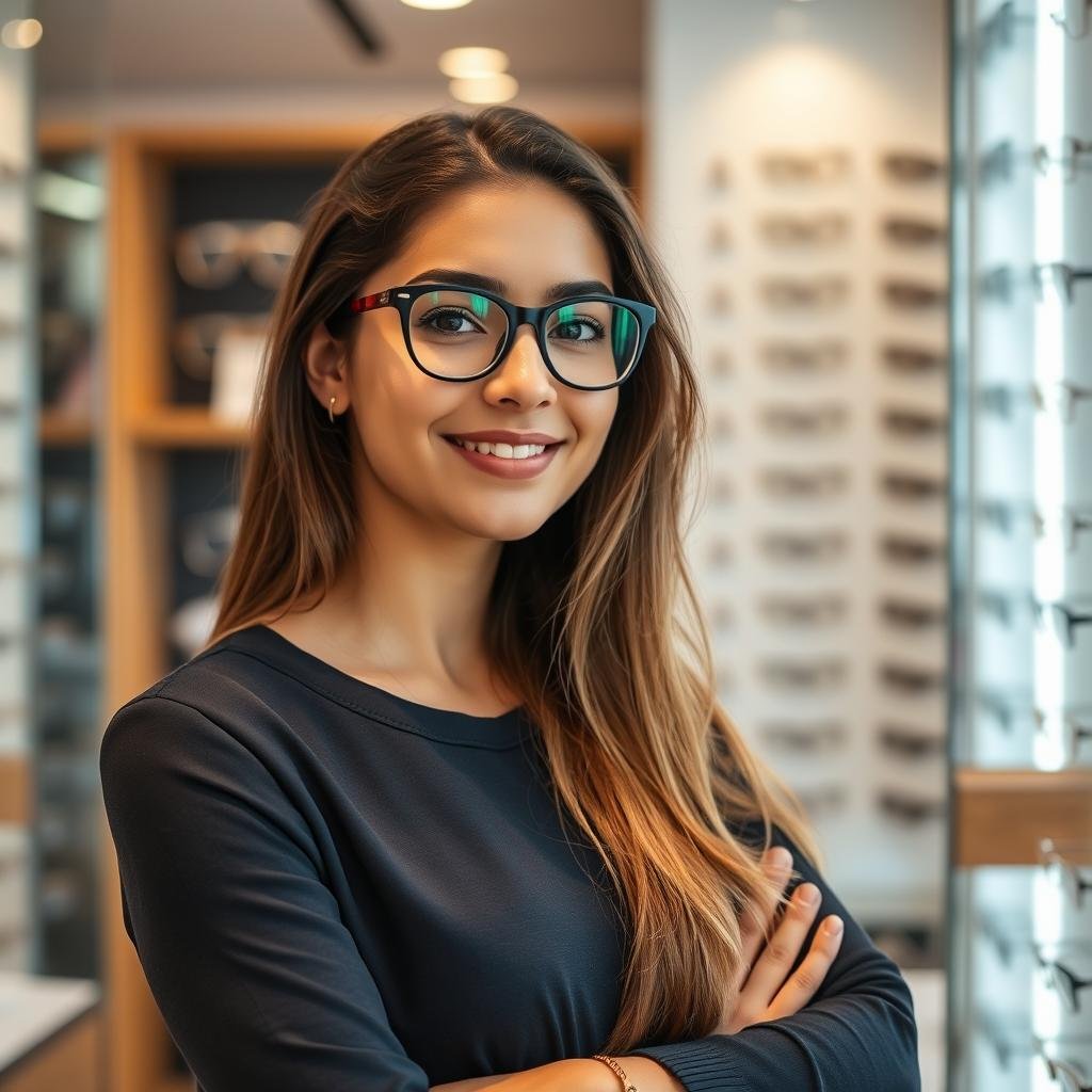 Portrait d'une opticienne cliente à Rabat