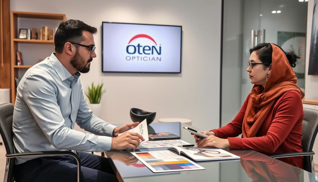 Réunion de consultation pour création de logo opticien